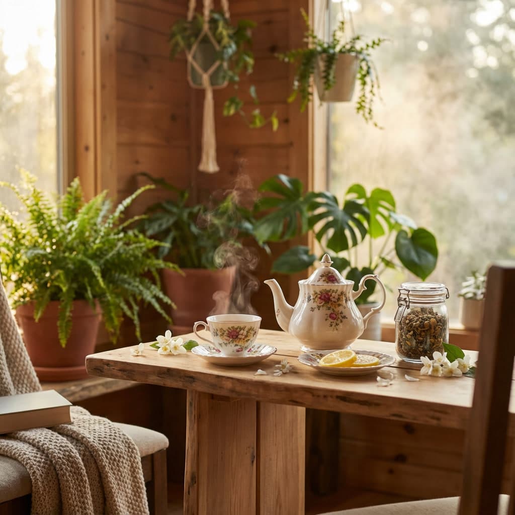 Serene morning tea ritual for wellness